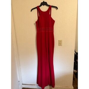 City Triangle Red Halter Neck Mesh Waist Gown Maxi Dress 9‎ Formal Graduation